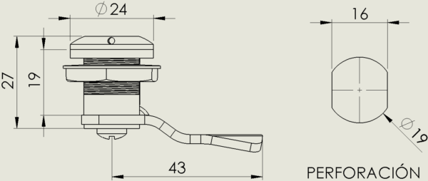 CERRADURA TRIANGULAR 19MM CODENSA - Image 3