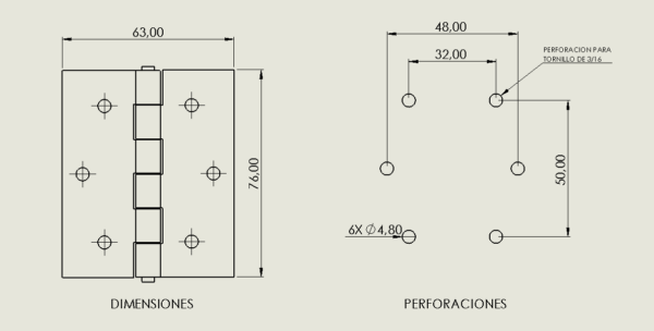 BISAGRA DE ALETA 3" X 2 1/2" INOX - Image 3