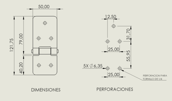 BISAGRA F3 PERF. 1/4 CRUDO - Image 3