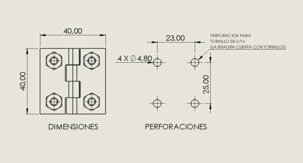 BISAGRA DE ALETA CON TORNILLO 40MM PLÁSTICA - Image 3