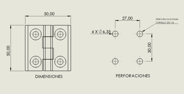 BISAGRA DE ALETA PERFORADA 50MM PLÁSTICA - Image 3