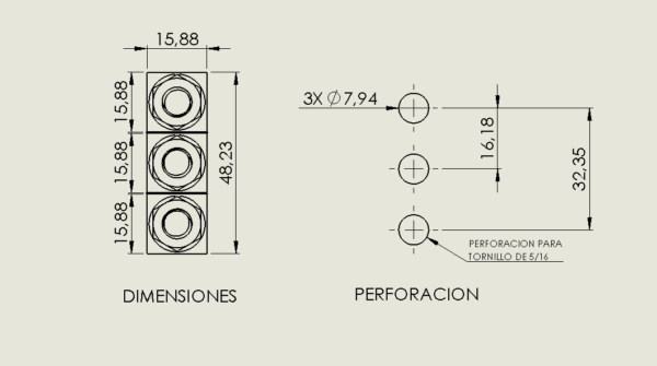 BISAGRA TRES CUBOS 5/8" INOX - Image 3