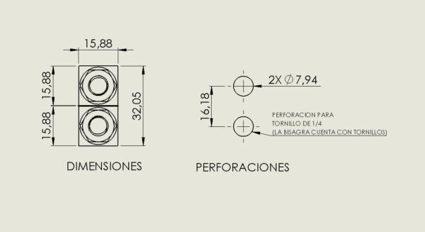 BISAGRA DOS CUBOS 5/8 CROMADA - Image 3