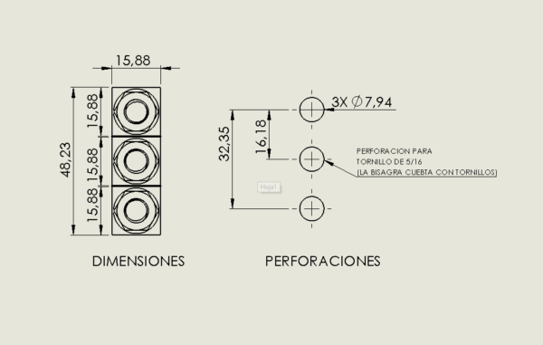 BISAGRA TRES CUBOS 5/8 CROMADA - Image 3