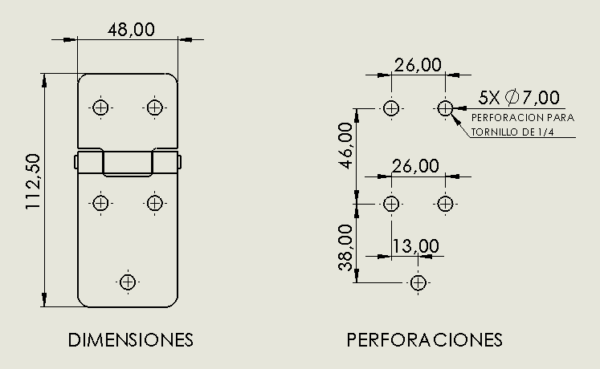 BISAGRA F3 CAL 14 ZINCADA PASADOR INOX - Image 3