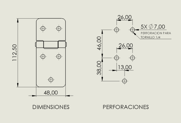 BISAGRA F3 CAL 14 CROMADA PASADOR INOX - Image 3