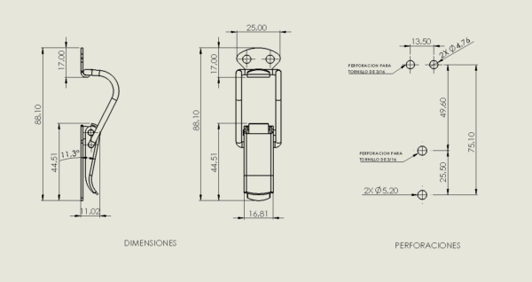 CIERRE TRAC. TAPA MOTOR DE 3" ZINCADO - Image 3