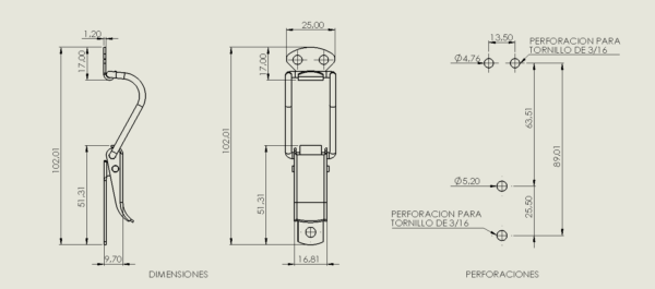 CIERRE TRAC. TAPA MOTOR DE 3" CROMADO - Image 3